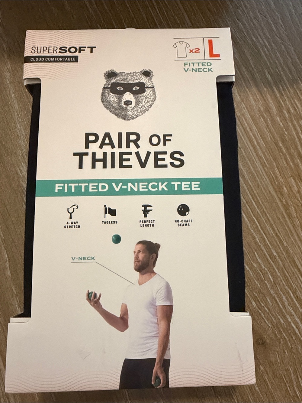 Pair of Thieves Men's Fitted V-Neck Tee 2 pack- Black Size L